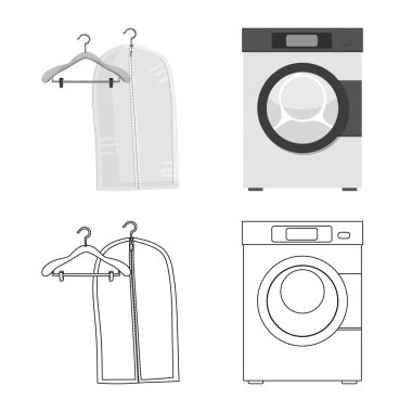 Çamaşırhane ve temiz işareti vektör çizimi. Çamaşırhane ve giyim koleksiyonu stok web simgesi.