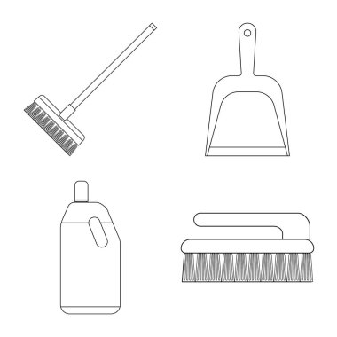 Temizlik ve servis logo yalıtılmış nesne. Temizlik ve ev hisse senedi vektör çizim topluluğu.