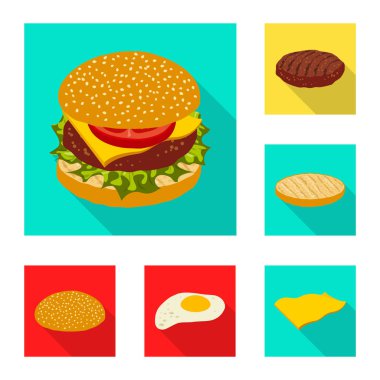 Burger ve sandviç logo vektör tasarımı. Burger topluluğu ve hisse senedi için dilim vektör simgesi.