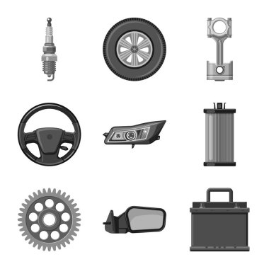 Otomatik ve bölümü logo vektör tasarımı. Oto, araba hisse senedi vektör çizim seti.