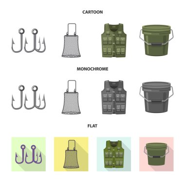 Balık ve balık tutma simge vektör tasarımı. Balık ve ekipman hisse senedi simgesi için web topluluğu.