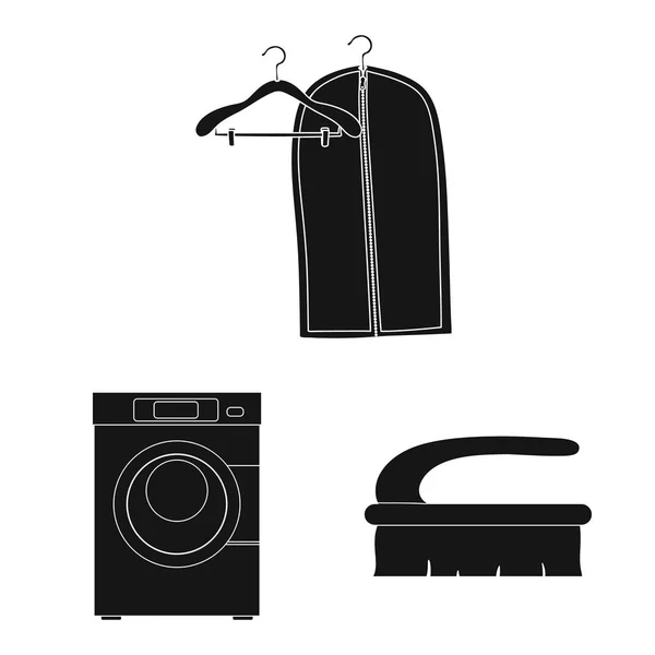 Objet isolé de blanchisserie et logo propre. Ensemble d'illustration vectorielle de stock de linge et de vêtements . — Image vectorielle