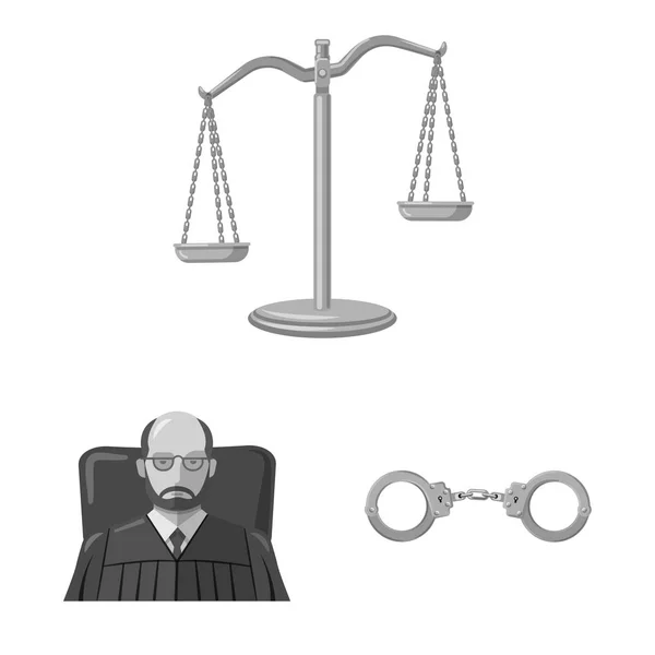 Ilustración vectorial del derecho y logotipo del abogado. Colección de la ley y el símbolo de acciones de justicia para la web . — Vector de stock