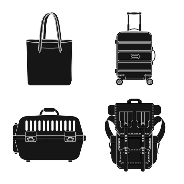 Векторный дизайн чемодана и логотипа багажа. Набор символов чемодана и путевого запаса для паутины . — стоковый вектор