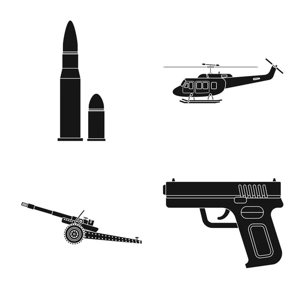 Diseño vectorial de arma y arma de fuego. Colección de armas y ejército icono vectorial para stock . — Vector de stock