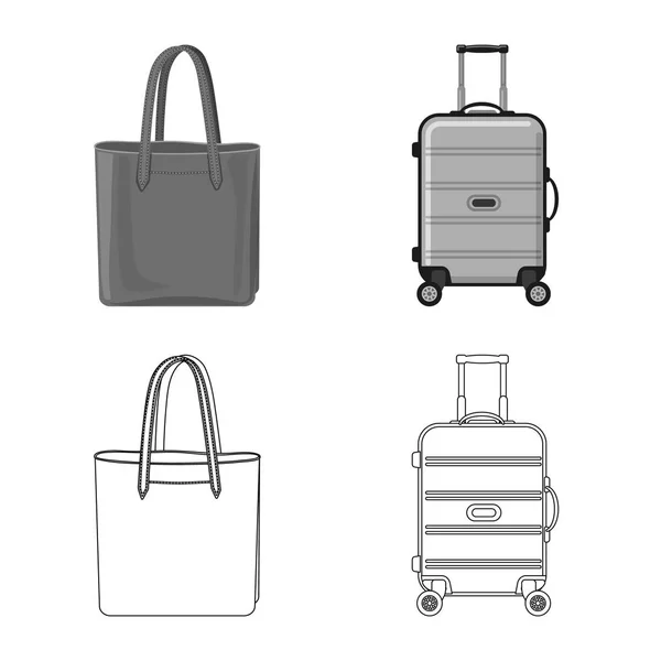 Vectorillustratie van koffer en bagage teken. Collectie van pictogram in de koffer en reis de vector voor voorraad. — Stockvector