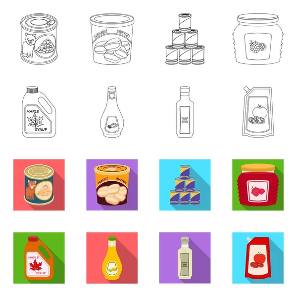 Ilustração vetorial de lata e sinal de comida. Coleção de lata e pacote de ilustração vetorial . — Vetor de Stock