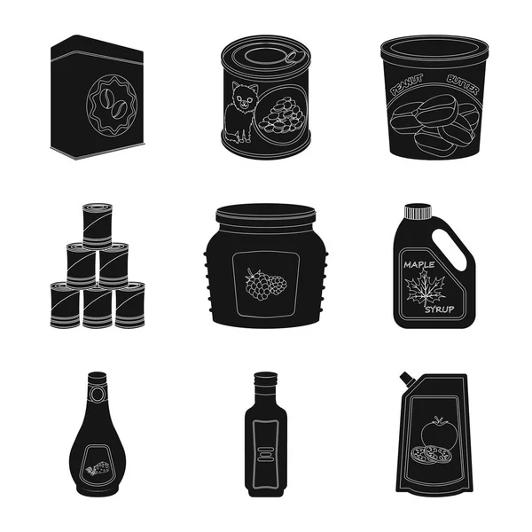 Projeto vetorial de lata e símbolo de comida. Coleção de lata e pacote de ilustração vetorial . — Vetor de Stock