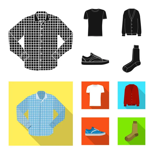 Vector illustration of man and clothing icon. Set of man and wear vector icon for stock. — Stock Vector