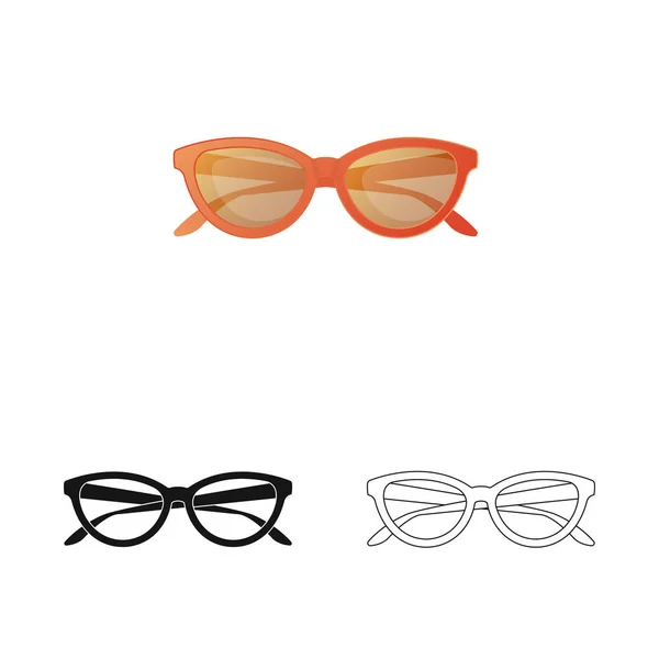 Illustrazione vettoriale di occhiali e occhiali da sole simbolo. Collezione di occhiali e accessori stock illustrazione vettoriale . — Vettoriale Stock