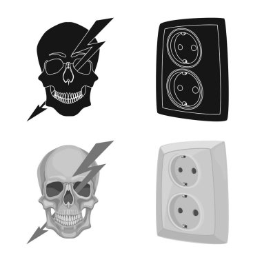 Elektrik ve elektrik simgesi yalıtılmış nesne. Elektrik ve enerji hisse senedi simgesi web için set.