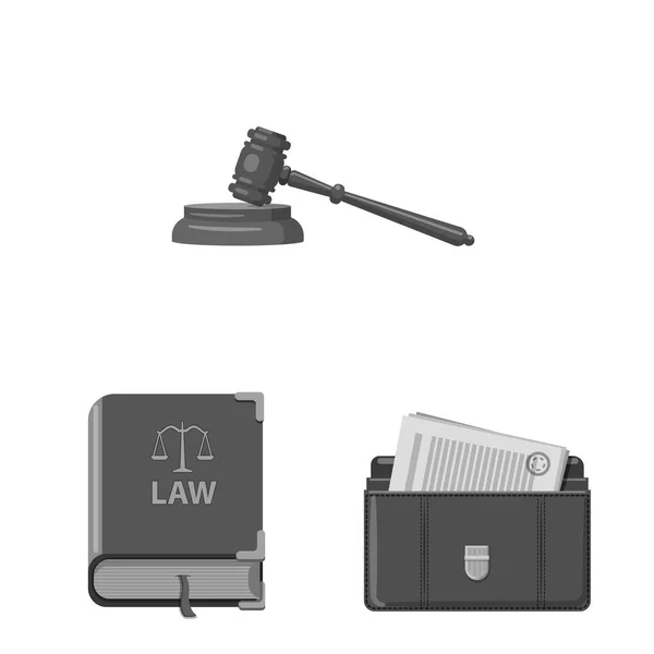 법률 및 변호사 아이콘의 벡터 디자인입니다. 웹에 대 한 법과 정의 주식 기호 모음. — 스톡 벡터