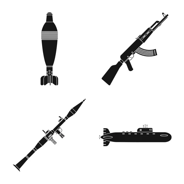 Isoliertes Objekt der Waffe und des Waffenlogos. Set von Waffen und Armee-Vektor-Symbol für Aktien. — Stockvektor