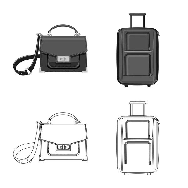 Ilustração vetorial da mala e do sinal de bagagem. Conjunto de maleta e ilustração do vetor de estoque de viagem . — Vetor de Stock