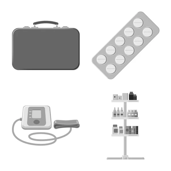 Diseño vectorial de farmacia y símbolo del hospital. Conjunto de farmacia e icono de vector de negocio para stock . — Archivo Imágenes Vectoriales