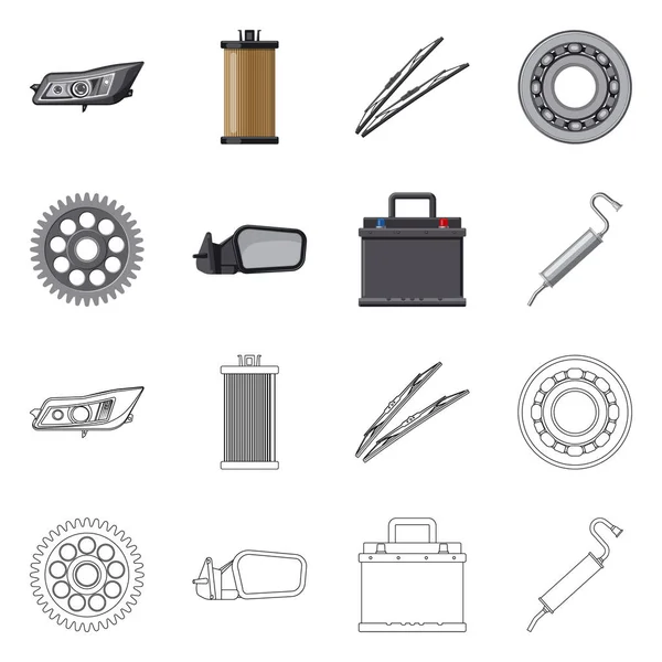 Diseño vectorial de auto y símbolo de parte. Colección de auto y coche stock vector ilustración . — Vector de stock