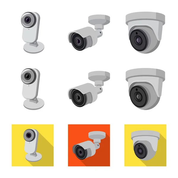 Ilustración vectorial de cctv e icono de la cámara. Colección de cctv y sistema de stock símbolo para web . — Vector de stock