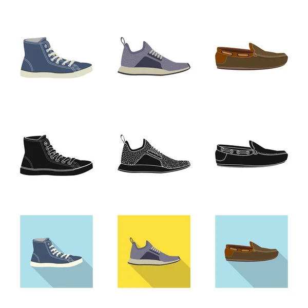 Vector ontwerp van schoenen en schoeisel teken. Verzameling van vector-pictogram voor schoen en voet voor voorraad. — Stockvector