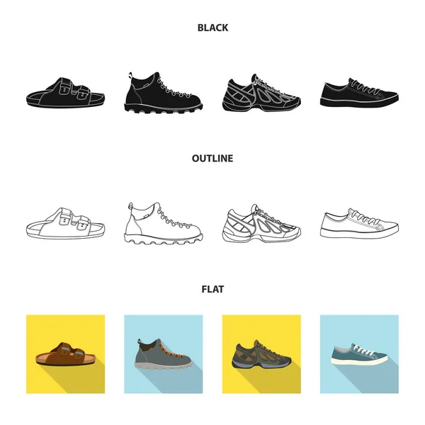 Design vettoriale dell'icona della scarpa e delle calzature. Collezione di scarpe e piedi simbolo stock per il web . — Vettoriale Stock