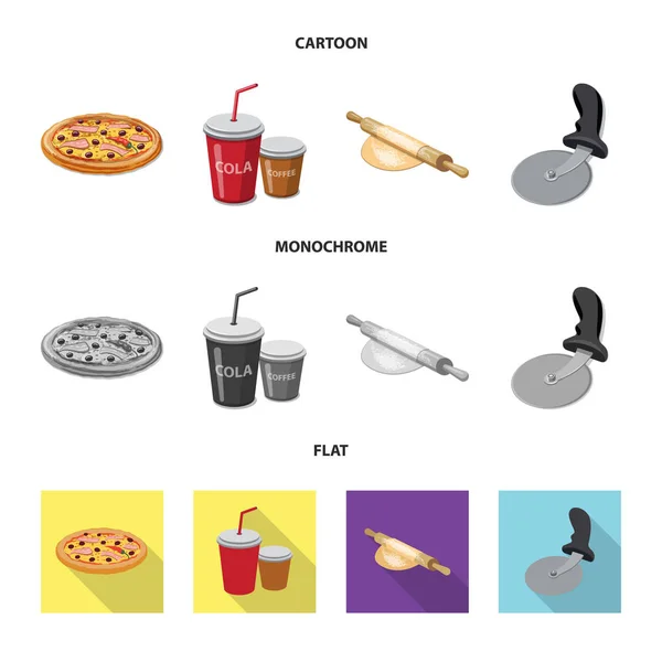 Ilustracja wektorowa logo pizza i jedzenie. Zestaw pizza i ikona wektor Włochy na magazynie. — Wektor stockowy