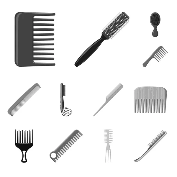 Conception vectorielle du logo brosse et cheveux. Collection de brosse et brosse à cheveux symbole de stock pour la toile . — Image vectorielle