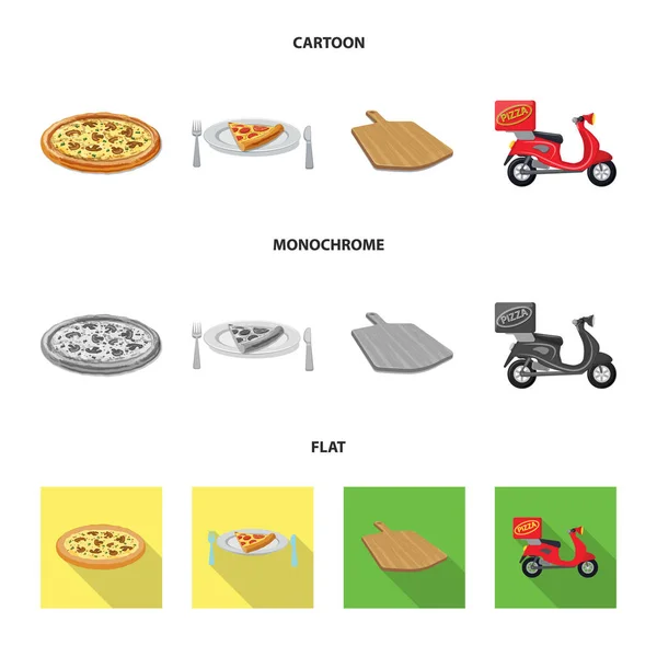Vektorillustration von Pizza und Lebensmittelsymbol. Sammlung von Pizza und italienischem Aktiensymbol für das Web. — Stockvektor