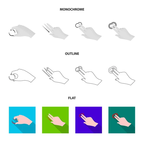 Isoliertes Objekt von Touchscreen und Handzeichen. Sammlung von Touchscreen und Touchvektorsymbol für Aktien. — Stockvektor