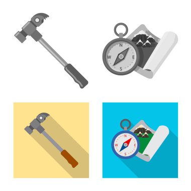 Dağcılık ve tepe simge vektör Illustration. Dağcılık ve kamp set vektör simge stok için.