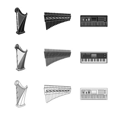 Müzik ve şarkı simge vektör tasarımı. Müzik ve aracı hisse senedi vektör çizim topluluğu.