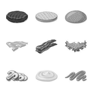 Burger ve sandviç logosu yalıtılmış nesne. Burger ve dilim hisse senedi simgesi için web topluluğu.