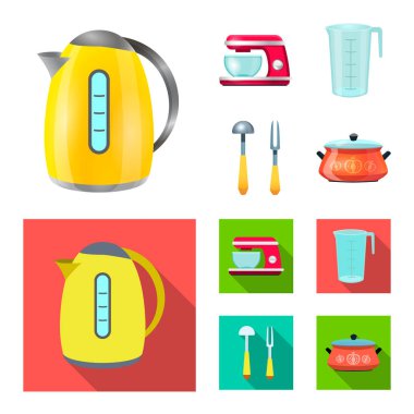 Mutfak ve yemek logo vektör tasarımı. Web için mutfak ve cihaz hisse senedi simgesi kümesi.