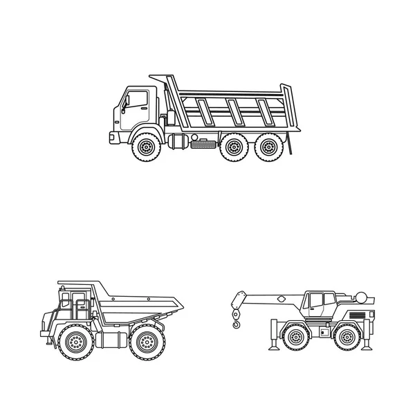 Illustrazione vettoriale del simbolo di costruzione e costruzione. Raccolta di illustrazione vettoriale del parco macchine e delle costruzioni . — Vettoriale Stock