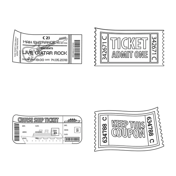Illustrazione vettoriale del biglietto e del simbolo di ingresso. Raccolta di illustrazioni vettoriali di biglietti ed eventi . — Vettoriale Stock