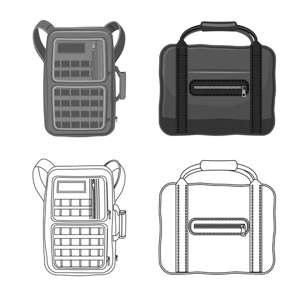 Векторный дизайн чемодана и логотипа багажа. Набор символов чемодана и путевого запаса для паутины . — стоковый вектор