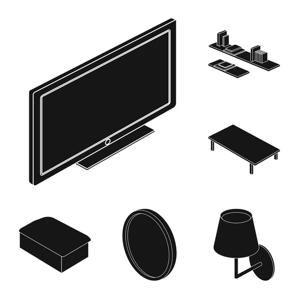 Ilustración vectorial del logotipo del dormitorio y la habitación. Colección de dormitorio y muebles símbolo de stock para la web . — Vector de stock