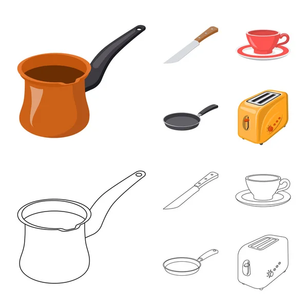 Изолированный объект кухни и икона повара. Набор кухонных принадлежностей и символов запасов приборов для интернета . — стоковый вектор