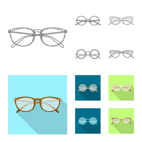 Vektor illustration av glasögon och Rama in tecken. Insamling av glasögon och tillbehör aktiesymbol för webben. — Stock vektor