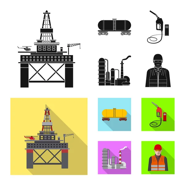 Petrol ve gaz logo vektör Illustration. Web için petrol ve benzin hisse senedi simgesi kümesi. — Stok Vektör