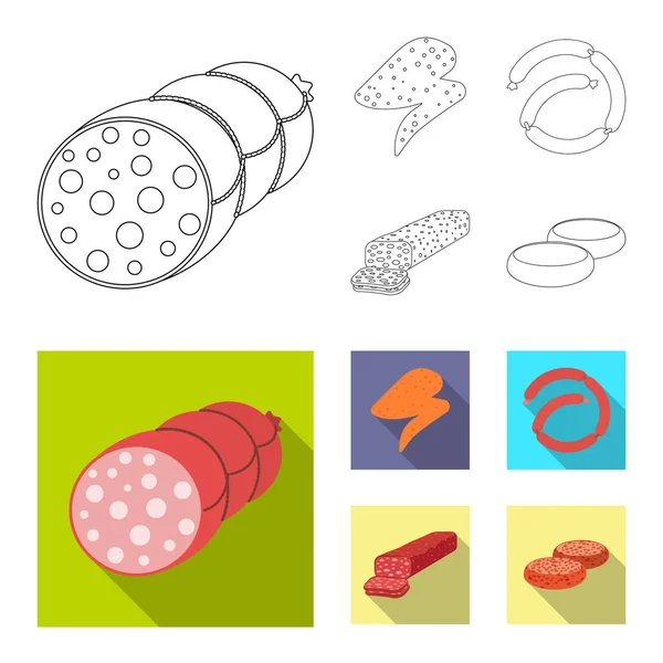 Vectorillustratie van vlees en ham symbool. Set van vlees en koken vector pictogram voor voorraad. — Stockvector