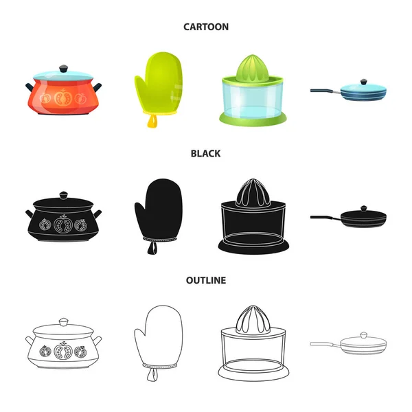 Objeto aislado de cocina e icono de cocinero. Colección de cocina y electrodomésticos icono vectorial para stock . — Vector de stock