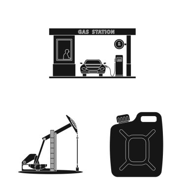 Petrol ve gaz simge vektör Illustration. Web için petrol ve benzin hisse senedi simgesi kümesi.