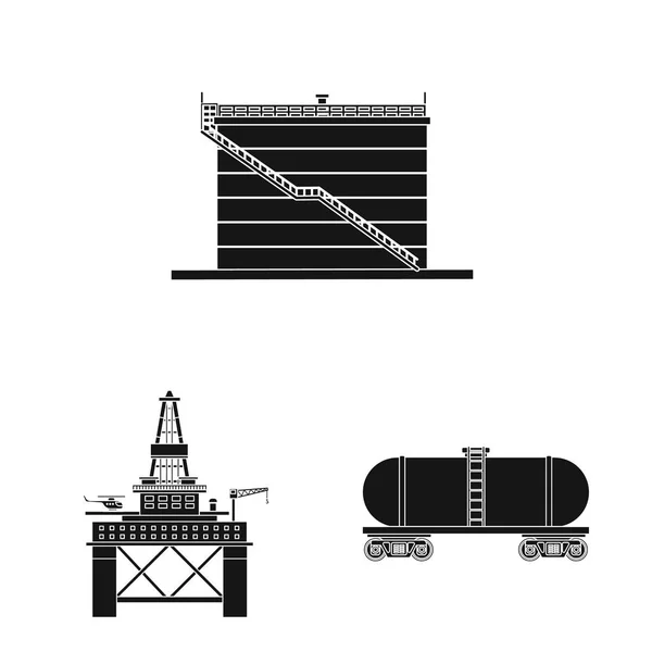 Vektorillustration des Öl- und Gassymbols. Set von Öl und Benzin-Vektor-Symbol für Aktien. — Stockvektor