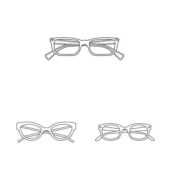 Gözlük ve çerçeve simge vektör tasarımı. Gözlük ve hisse senedi için aksesuar vektör simge kümesi. — Stok Vektör