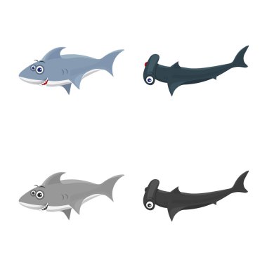 Deniz ve hayvan simgesi yalıtılmış nesne. Deniz ve deniz vektör simgesini hissenin koleksiyonu.