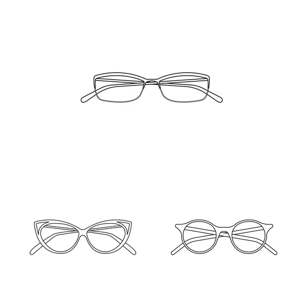 Vektorové ilustrace brýle a rámeček loga. Sada brýle a příslušenství skladem vektorové ilustrace. — Stockový vektor