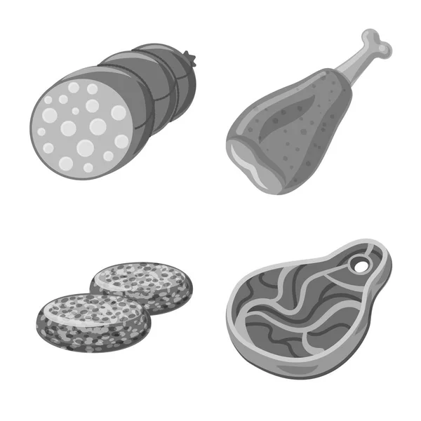 Векторний дизайн піктограми м'яса та шинки. Збірка іконки з м'яса та приготування їжі Векторна іконка на складі . — стоковий вектор