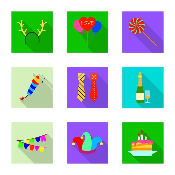 Ilustracja wektorowa symbolu partii i urodziny. Zestaw stron i celebracja symbol giełdowy dla sieci web. — Wektor stockowy