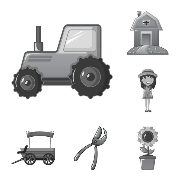 Vektorillustration des Hof- und Landwirtschaftslogos. Set von Vektorillustrationen für landwirtschaftliche und pflanzliche Betriebe. — Stockvektor