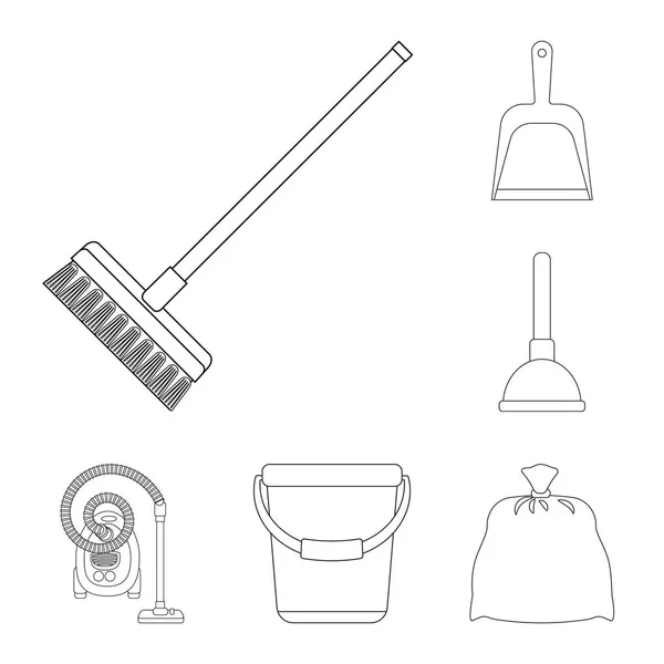 Projeto vetorial de limpeza e ícone de serviço. Coleta de limpeza e símbolo de estoque de casa de web . — Vetor de Stock