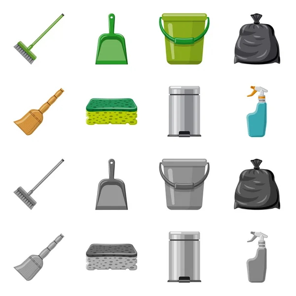 Projekt wektor symbol czyszczenie i serwis. Zbiór artykułów gospodarstwa domowego i sprzątanie symbol giełdowy dla sieci web. — Wektor stockowy